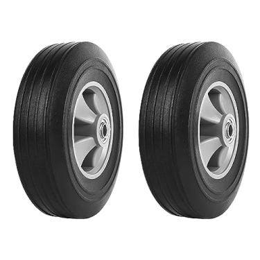 Imagem de (Pacote com 2) JYshuanghao Pneus de Substituição de Borracha Sólida Plana Livre de 25 x 6 cm, Pneus Flat-Free para Caminhões de Mão e Carrinhos de Mão com Pneus de 25 cm com Eixos de 5/20.3 cm
