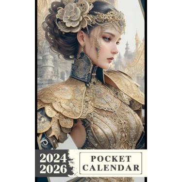 Imagem de Pocket Calendar 2024-2026 With Moon Phase: Three-Year Monthly Planner for Purse, 36 Months from January 2024 to December 2026 | Fashion | Strict Machine | Intricate detail | Cinematic