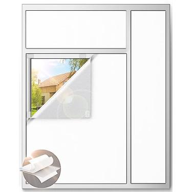 Imagem de Cortinas blecaute brancas para quarto, persianas blecaute portáteis de 254 x 147 cm com 20 conjuntos de ganchos e tiras para 100% blackout para janela, persianas temporárias pretas para janelas,