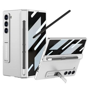 Imagem de YQODSZ Capa para Samsung Galaxy Z Fold 6 2024 com protetor de tela de privacidade, [S Pen Holder & Stylus] Z Fold 6 Anti-Spy Capa protetora com suporte de proteção de dobradiça para Z Fold 6 Prata