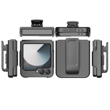 Imagem de Wireless ProTech Capa compatível com Samsung Galaxy Z Flip6, capa fina com padrão trançado e combo de coldre com clipe de cinto