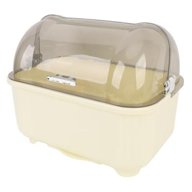 Imagem de Rack de Secagem de Pratos de Plástico TOPINCN, Suporte para Secador de Garrafas Com Tampa e Escorredor Removível, Escorredor de Pratos de Cozinha, Caixa de Secagem para Cozinha