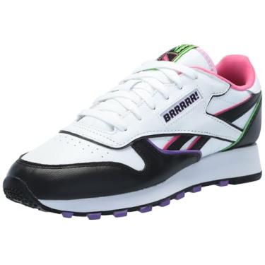 Imagem de Reebok Tênis infantil unissex de couro clássico, preto/branco/rosa, 19 BR