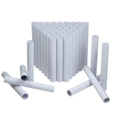 Imagem de HESESOH Pacote de 50 tubos de papelão para artesanato - 1,57 x 11,81 polegadas - rolos vazios de papel higiênico branco total, tubos grossos redondos resistentes para projetos diy feitos à m