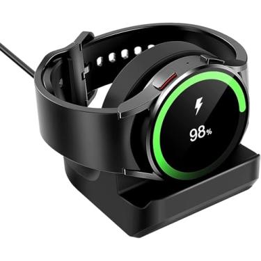 Imagem de Suporte de carregamento para Samsung Galaxy Watch 7/6/5/Ultra, suporte de carregador de relógio inteligente com slot de gerenciamento de cabos (preto)