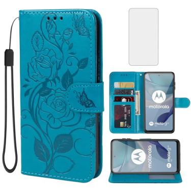 Imagem de Vavies Capa para Moto G23/Moto G13/Moto G53/G53J/G53Y XT2333-1 Capa carteira com protetor de tela de vidro temperado, capa de couro floral com suporte para cartão de crédito para Motorola Moto G53