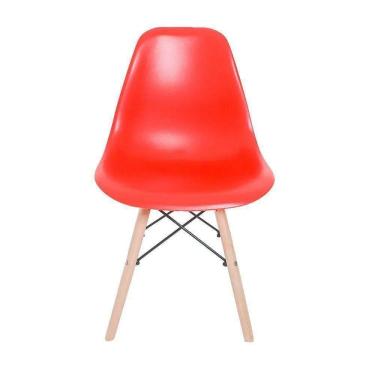 Imagem de Cadeira Eiffel Charles Eames De Plástico Reciclável Com Base De Madeira Dsw Vermelho L15 - Gran Belo