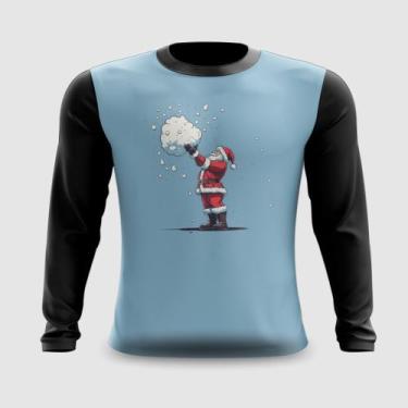 Imagem de Camiseta Manga Longa Papai Noel Segurando Bola de Neve - Fabriqueta, G