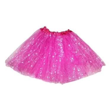 Imagem de Saia Tule De Led Feminina Brilho Estrelas Festa Carnaval - D Presentes