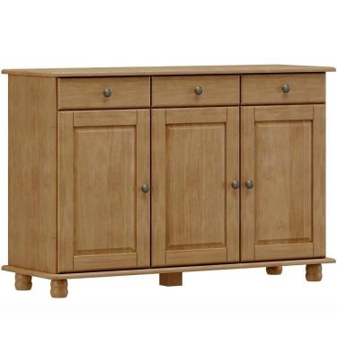 Imagem de Balcao Madeira Maciça 3 Portas 3 Gavetas 129 Cm 8927 Freijo Milani Store Freijo