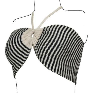 Imagem de Top Cropped Faixa Listrado - Katlen Tricot, Bege, Único