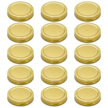 Imagem de 15 peças de tampas de pote de pedreiro, tampas de placa de boca regular de 70 mm/2,76" à prova de vazamento para potes de conserva material de folha de flandres premium excelente vedação