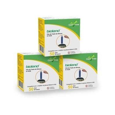Imagem de 150 fitas para medir glicose Bioland Para medidor G500 / G425S