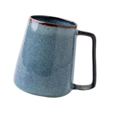 Imagem de IEUDNS Caneca de café em cerâmica, caneca de cerâmica, novidade, com alça de caneca esmalte de xícara de café para cappuccino bebida de café com, Azul