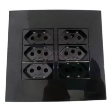 Imagem de Espelho 4x4 conjunto 6 tomadas 10a ou 20a margirius - MAR-GIRIUS, Pret