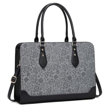 Imagem de Bolsa feminina para laptop de 15,6 polegadas, bolsa de trabalho feminina, bolsa de couro para computador à prova d'água, pasta profissional, bolsa de escritório de grande capacidade para trabalho