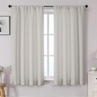 Imagem de OWENIE Cortinas blackout naturais Sally para quarto de 153 cm de comprimento, conjunto de 2 painéis, cortinas blackout com isolamento térmico sólido, com isolamento térmico, bolso para varão, cortinas