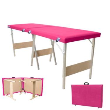 Imagem de Maca dobrável portátil PINK Premium - Estética/Hospitalar/Massagem/Cíl