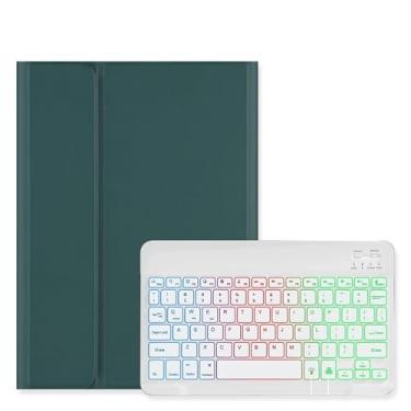 Imagem de Disonbeir Capa com teclado retroiluminado para iPad A16 2025/iPad 2022 10ª geração 10,9 polegadas capa com teclado colorido RGB retroiluminado teclado magnético destacável capa fofa cor doce, verde