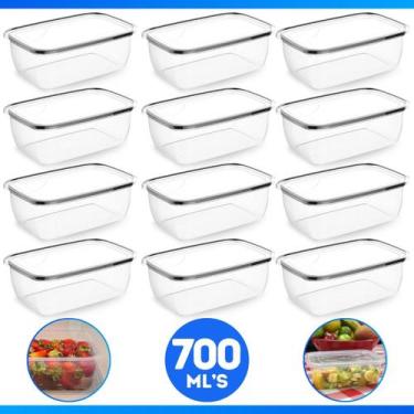 Imagem de Pote de plástico Kit 12 Peças Vasilhas Com Tampa Depósito Para Aliment