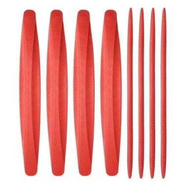 Imagem de HARFINGTON 8 peças de tira de para-choque de carro anticolisão antiarranhões protetor de para-choque guarnição universal dianteiro e traseiro protetor de canto para carros caminhonete SUV, vermelho