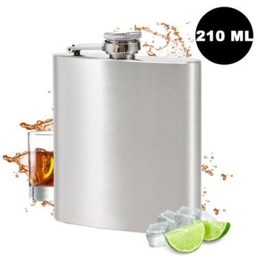 Imagem de Cantil de bolso Porta Bebidas Whisky Vodka Inox 210 ML Premium - Uny H