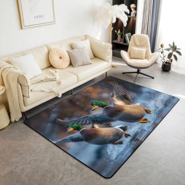 Imagem de Feelyou Tapete infantil pato-real pato-real para sala de estar 7,5 x 12,5 cm rústico outono fazenda conjunto de tapetes decorativos tema caça pesca azul tapete interior