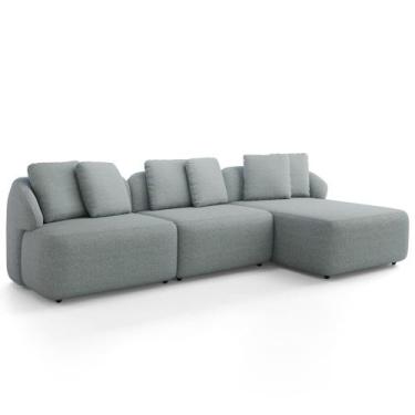 Imagem de Sofá 3 Lugares com Chaise Direito Sala Living 254cm Arlo F04 Linho Cin