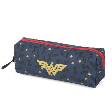 Imagem de Estojo Escolar Mulher-Maravilha Oficial Warner DAC PVC Cristal 43cm Zíper Vermelho