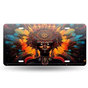 Imagem de American Women Girl BeautifulLicense Plate Cover - Etiqueta artística de alumínio para carro, à prova de ferrugem, design exclusivo - 15 x 30 cm