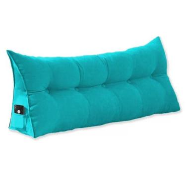 Imagem de Almofada Cabeceira Ana Cama King 195cm Suede Azul Turquesa Ms Decor - 