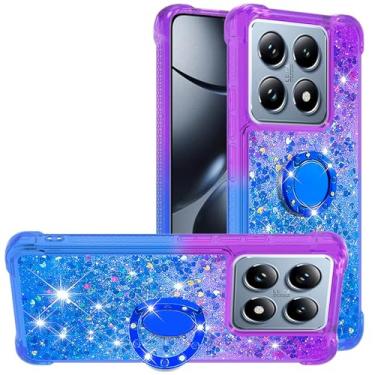 Imagem de Monwutong Capa Slim Fit para Xiaomi 14T, Xiaomi 14T Pro, brilhante brilhante efeito areia movediça TPU bumper anel magnético capa de proteção anti-queda pesada quatro cantos para Xiaomi 14T/14T Pro