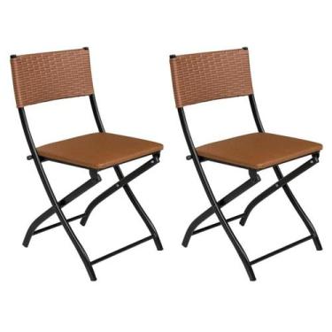 Imagem de Cadeira Dobravel Bar, Lanchonete Caramelo - Kit 2 Pc - LAURALAN MOVEIS