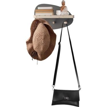 Imagem de Prateleira Cabideiro Para Hall de Entrada Orgânica Coleção Cottagecore - 20x30x11,5cm Cor:GRAFITE METALIZADO;Tamanho:20X