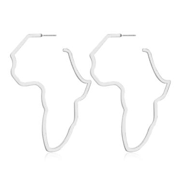 Imagem de QUSIJIA Conjunto de brincos femininos com mapa africano, coração da fé, estilo étnico, boêmio, trumpet, Metal, Sem pedra preciosa