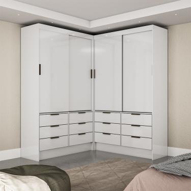 Imagem de Closet Casal Duplo Sevilha 4 Portas 12 Gavetas Carioca Móveis - Branco