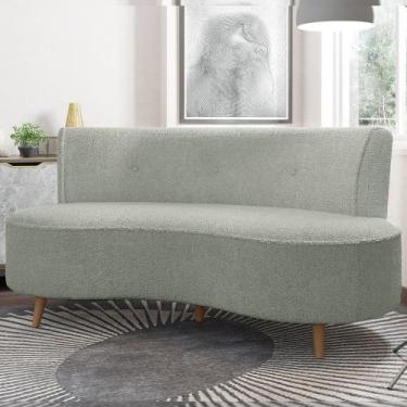 Imagem de Sofá Living 2 Lugares 135cm Aang Pés Palito Bouclê Cinza G33 - Gran Be