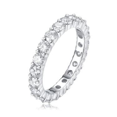 Imagem de Anel de noivado WIC Moissanite, prata esterlina 925 banhado a ouro branco 18K, claridade VVS1 totalmente Mosan D, FLEETING, caixa de presente e certificado GRA, o presente ideal para sua amada, 0.3CT