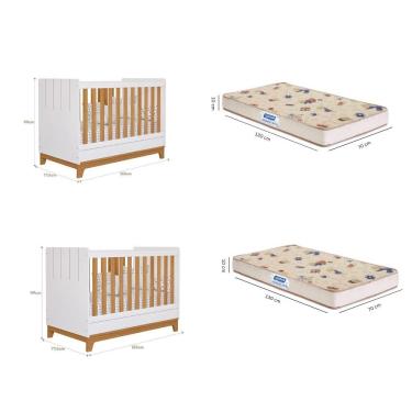 Imagem de Quarto bebê gêmeos com 2 Berços Mini Cama Liza Permobili com 2 Colchões Gazin