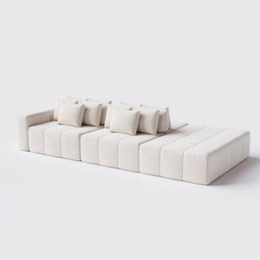 Imagem de Sofá Modulado Ilha Santorini 2,70m x 1,60m em Linho Off White - Home M