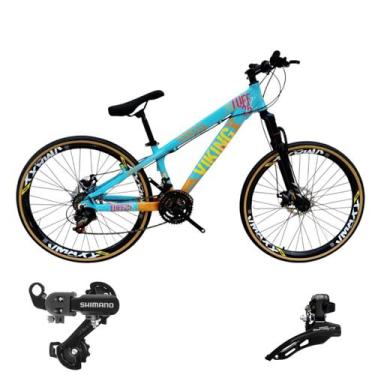 Imagem de Bicicleta Aro 26 Vikingx Aluminio Tuff 25 Mtb 24v Cambio Shimano Diant