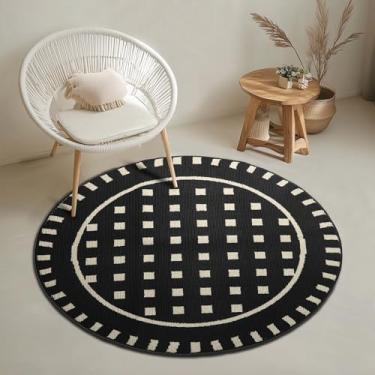 Imagem de RURUHOME Tapetes de área para sala de estar, quarto, lavável na máquina, 1,2 x 1,2 m, biscoito preto