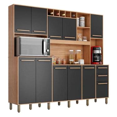 Imagem de Kit Cozinha Compacta Petra Cinamomo Grafite - Valdemóveis