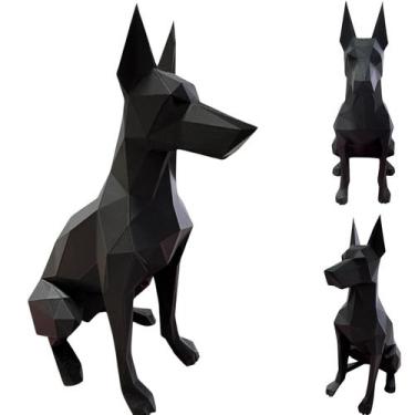 Imagem de Enfeite Geométrico Low Poly De Cachorro Doberman 20cm - FLEX3D