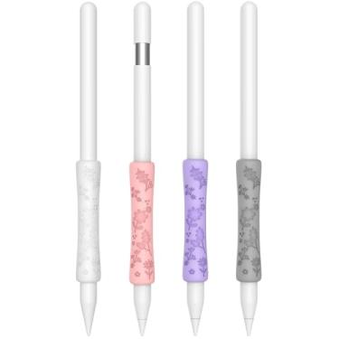 Imagem de Lindas alças iPencil para Apple Pencil Pro/2ª geração/carregamento magnético USB-C, pacote com 4 acessórios compatíveis com iPad iPencil Stylus Pen (branco/rosa/roxo/cinza claro)