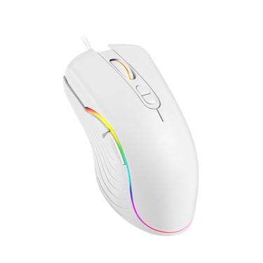 Imagem de Mouse para jogos com fio, mouse para jogos RGB, ergonômico, retroiluminado, USB, laptop, PC, Windows Mac Linux, branco