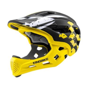 Imagem de rockible Capacete de bicicleta infantil com absorção de impacto facial completa, prático, para crianças, para skate e mountain bike, Amarelo