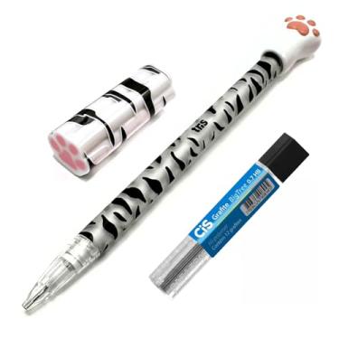 Imagem de Kit de Papelaria com Tema de Gatos – Lapiseira 0.7mm, Borracha e Grafite 2B (Branco)