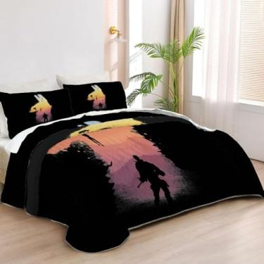 Imagem de Allenjoy Colchas King Size Battle Jogo de Cama Jogo de Vídeo Jogo de Cama Tecido Lavável com 2 Fronhas SC00037-007