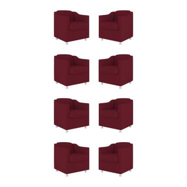 Imagem de Kit 08 Poltronas Decorativas Sala De Espera Clinica Tecido Cor:marsala